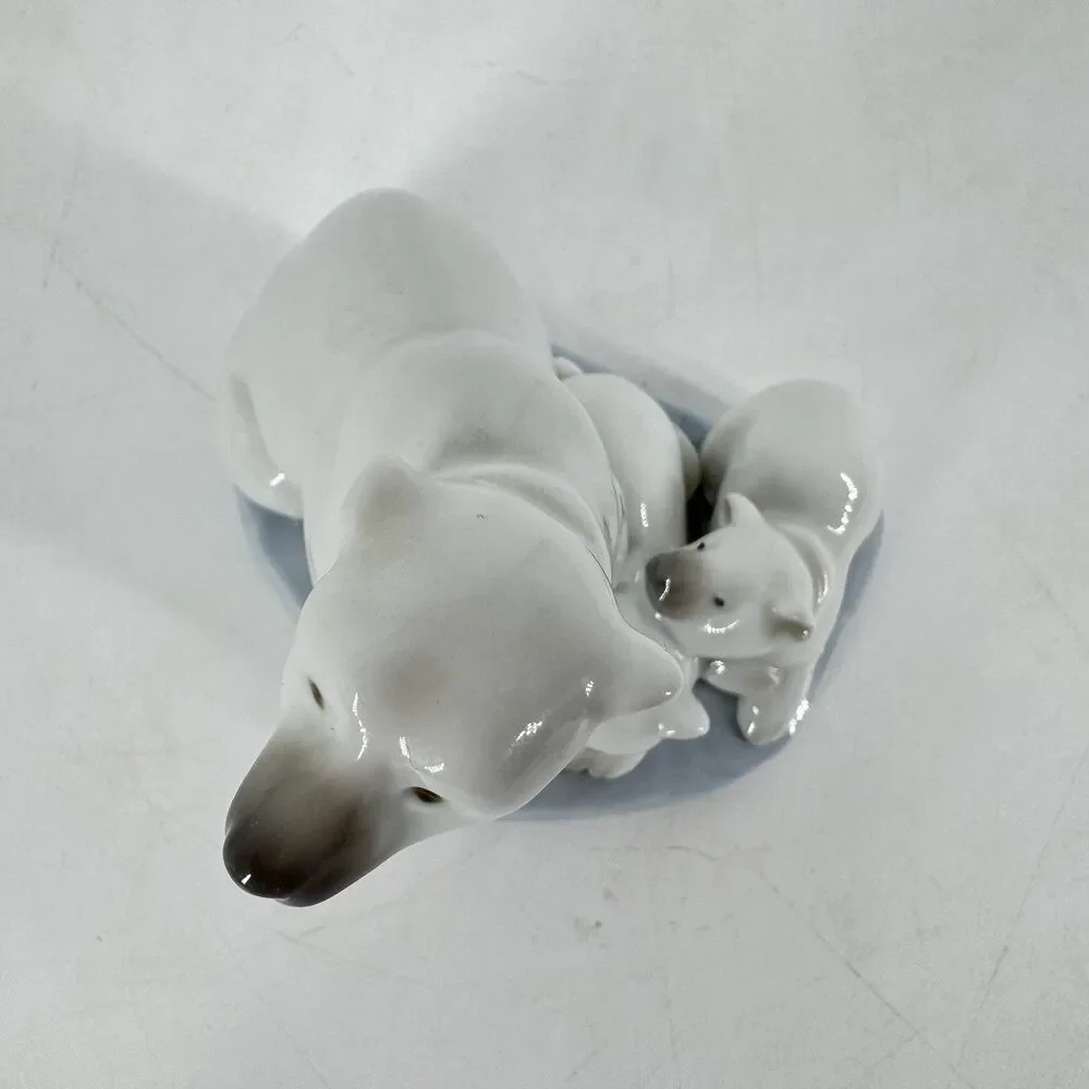Lladro Polar Bear & Cubs Figurine Daisa 1986 Spain Mini Porcelain 3.5”